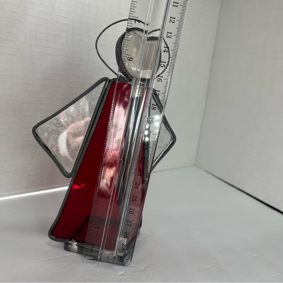 Red and Clear Stained Glass Holiday Angel Candle holder, Xmas Decor, Christmas - Picture 7 of 8